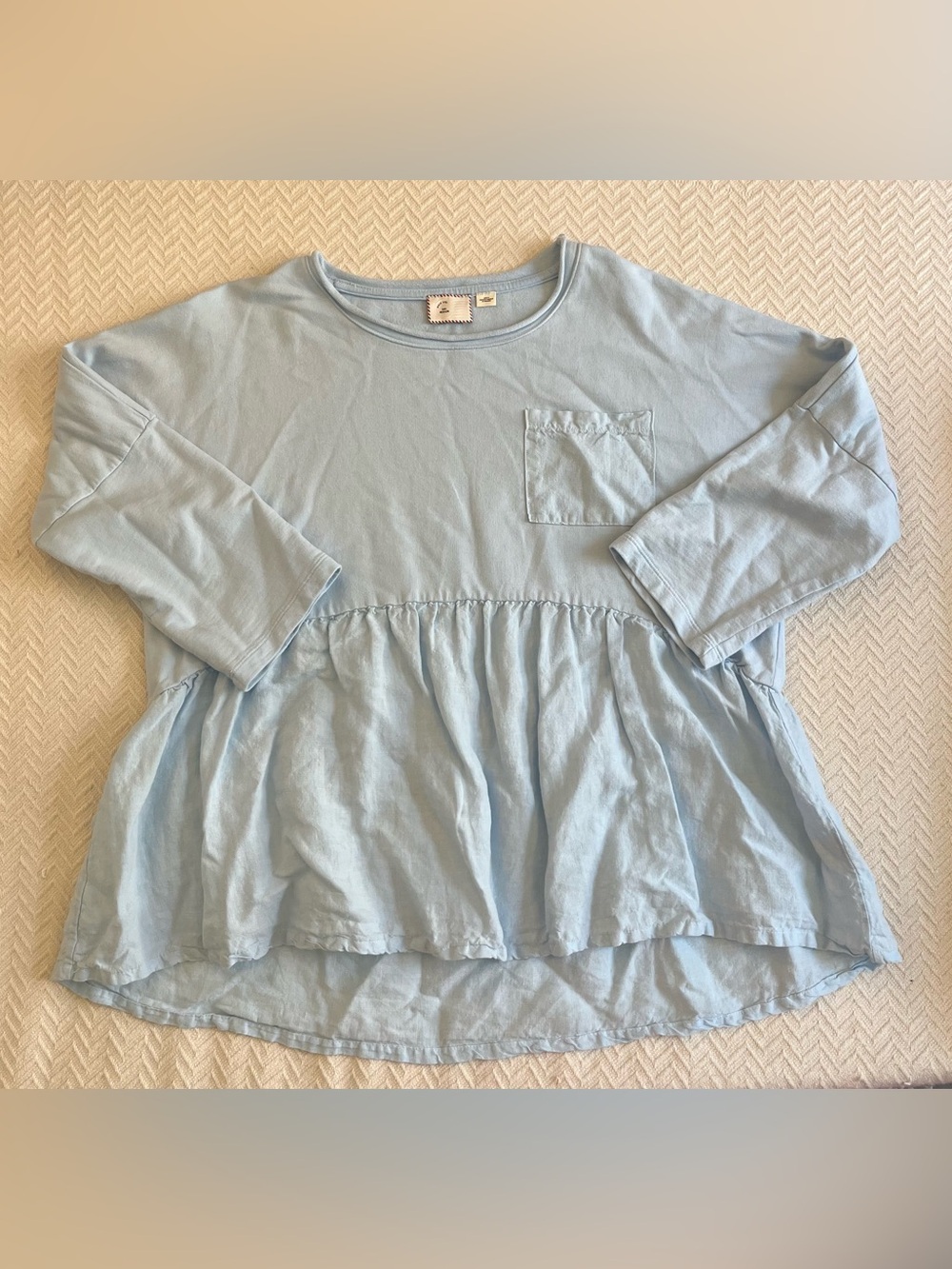 Anthropologie 9-H15 STCL Blue Peplum Top